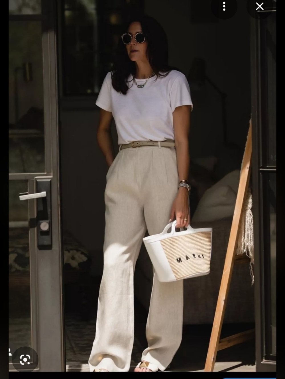 Reformation Linen Mason Pant In Oatmeal